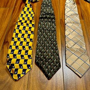 Silk Arrow Brand silk necktie trio.